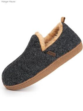 Felt Bootie Slippers Memory Foam Faux Fur Lined Non-Slip Indoor Outdoor